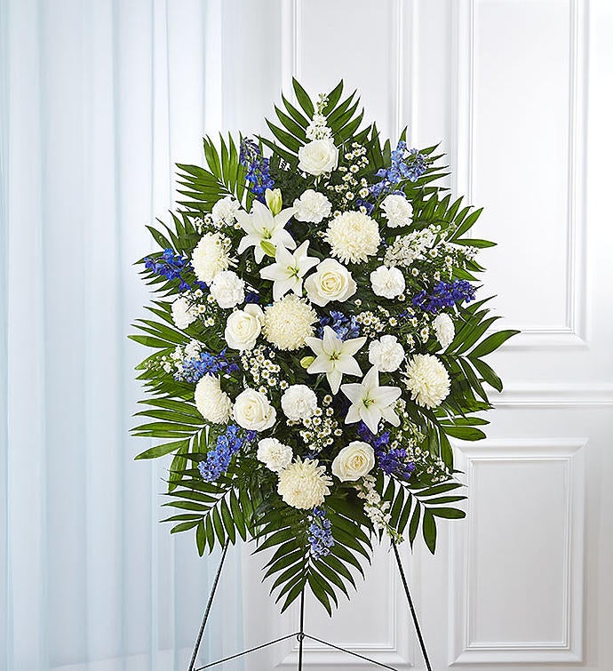 Blue & White Funeral Standing Spray | 1800Flowers.com - 148713