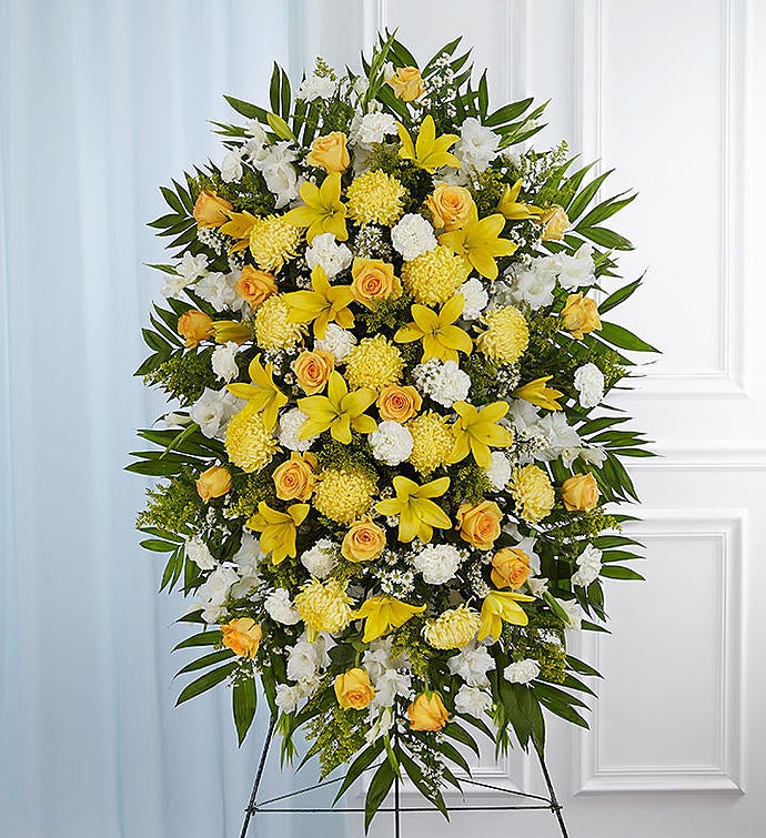 Yellow & White Sympathy Standing Spray