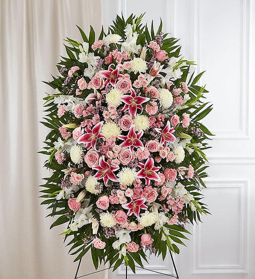 Pink & White Sympathy Standing Spray