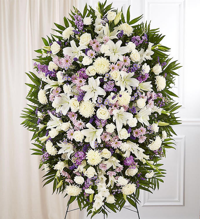 Lavender And White Funeral Standing Spray