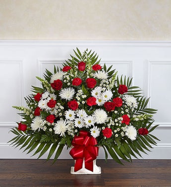 Heartfelt Tribute Floor Basket- Red  White