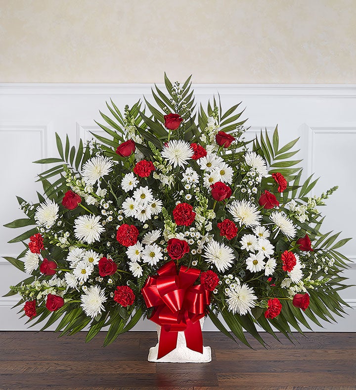 Heartfelt Tribute™ Floor Basket  Red & White