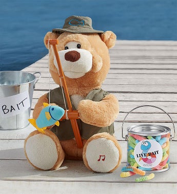 Animated Fishin Flynn Bear with Gummy Worms