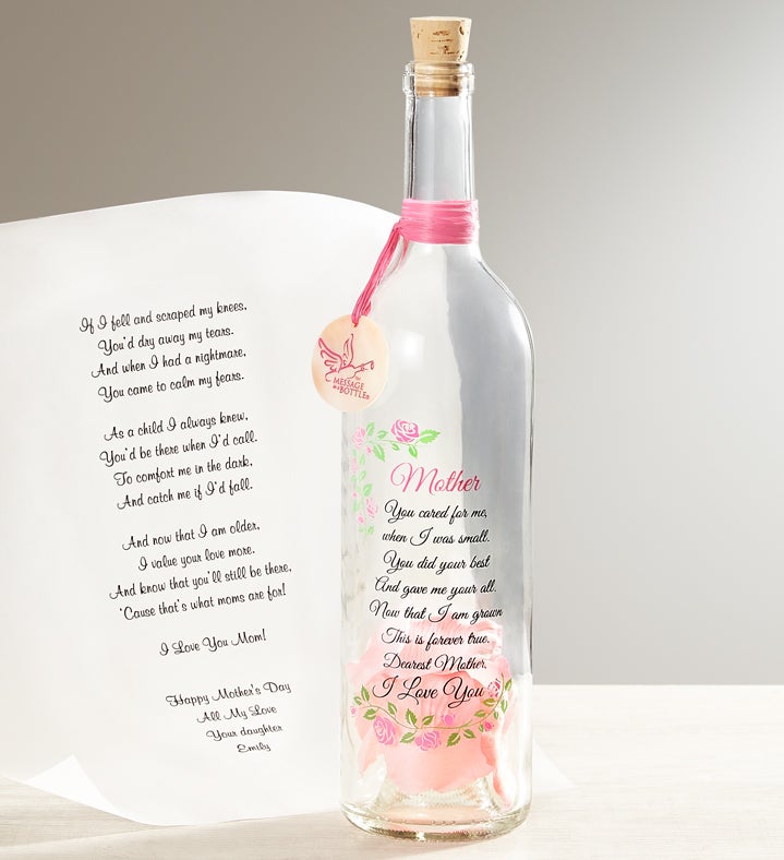 1-800-Flowers Seasonal Gift Delivery Personalized Message In A Bottle Mother's Day "If I Fell" Scroll