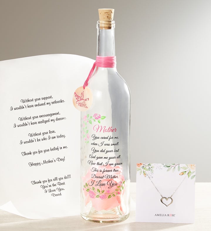 Unique new born  Personalised Message in a Bottle Gift with Gift bag 