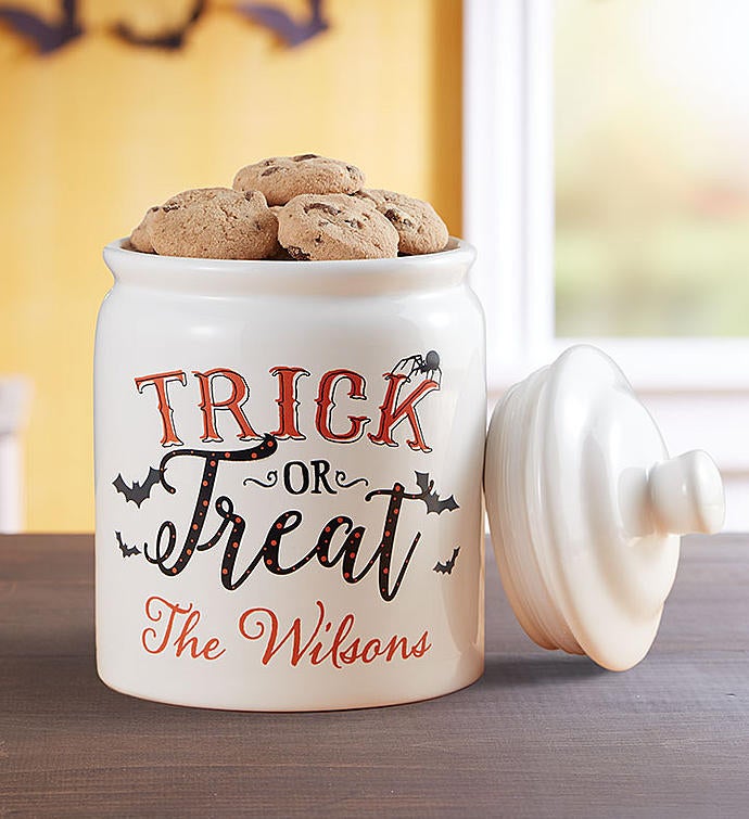 Personalized Halloween Cookie Jar with Cookies