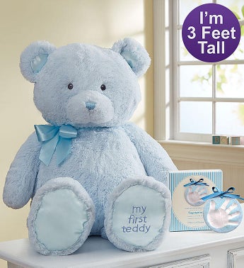 Blue My First Teddy by Gund with Hand Print Kit