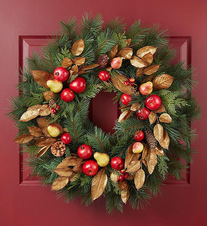 Keepsake Holiday Charm Fruit Wreath   30"