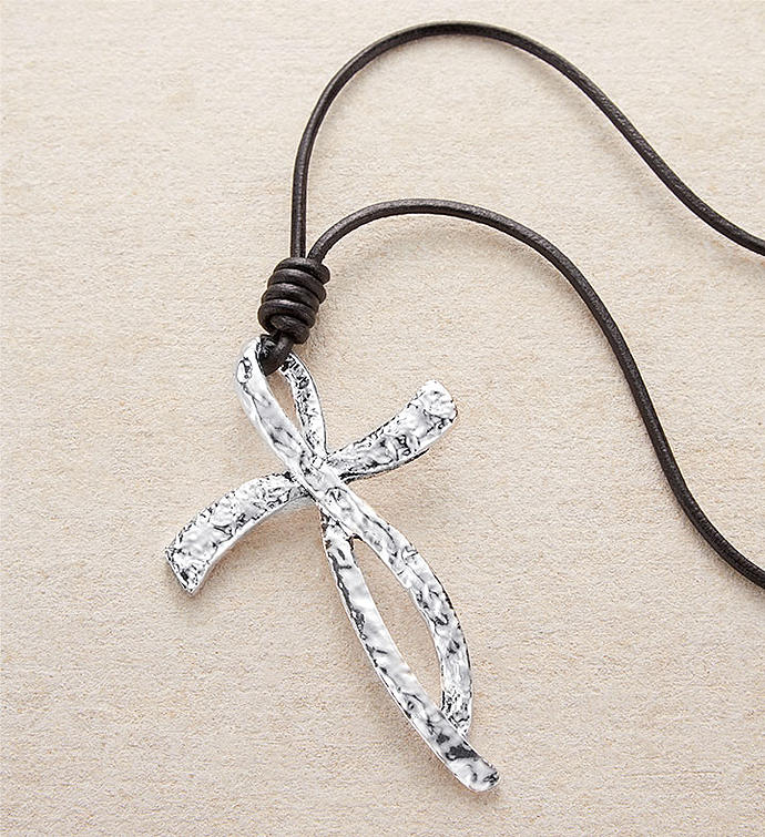 Hammered Silver Cross Necklace by Bayberry Road