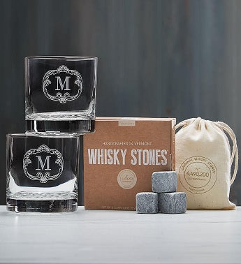 Personalized Whiskey Glasses and Whiskey Stones
