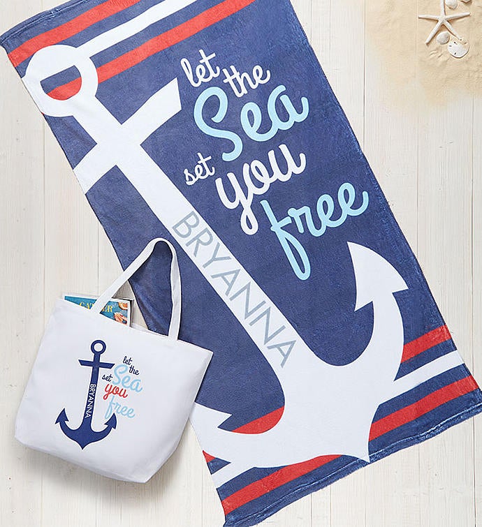 Personalized Anchor Towel and Tote