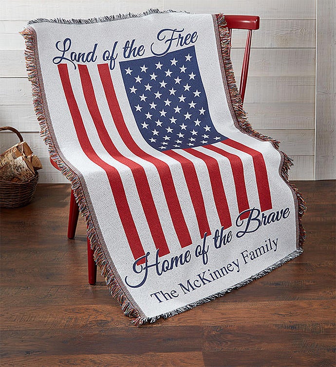 Personalized Home of the Brave Throw Blanket