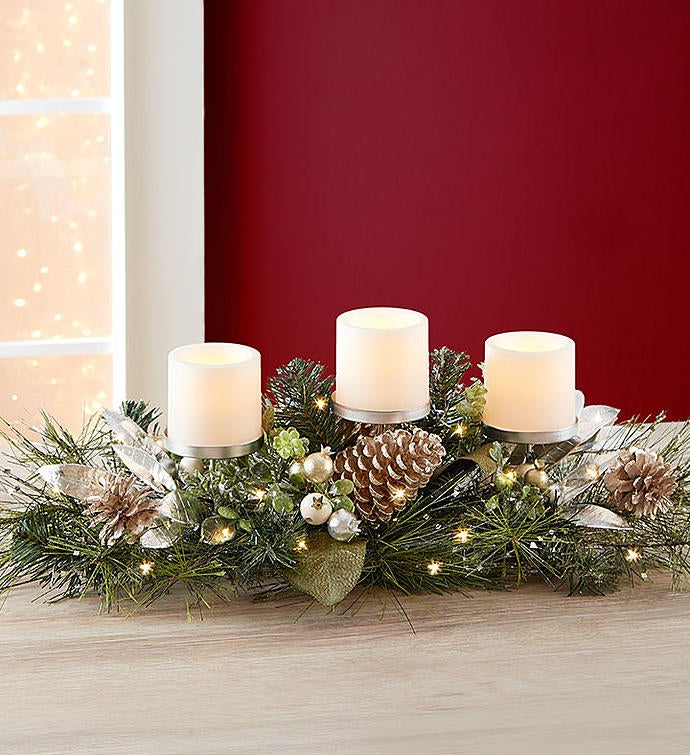 Winter Splendor Centerpiece With LED Candles