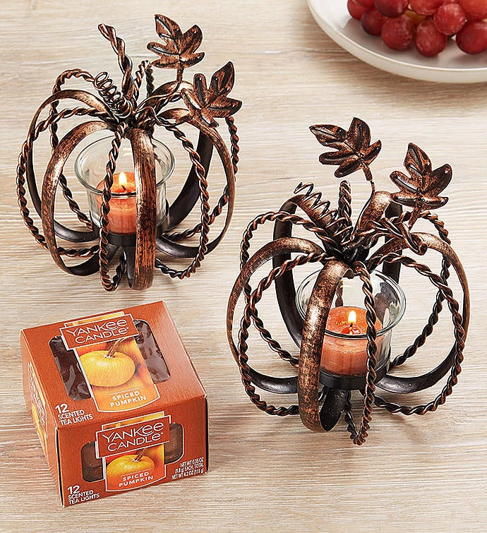Pumpkin Tealight Duo with Yankee Candle® Tealights