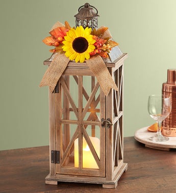 Farmhouse Sunflower Lantern