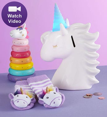 Baby Unicorn Bank Gift Set