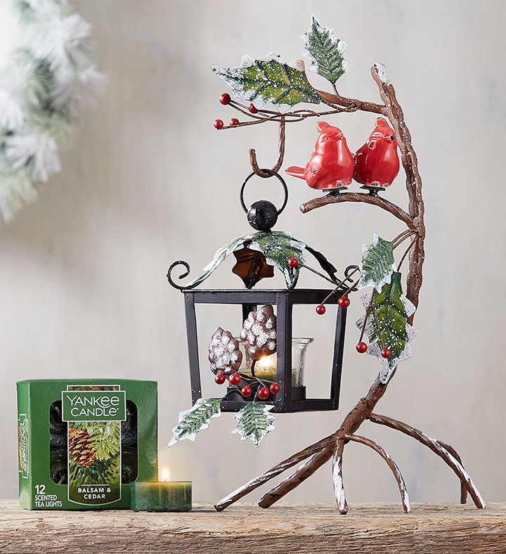 Snowy Cardinal Lantern & Yankee Candle® Tealights