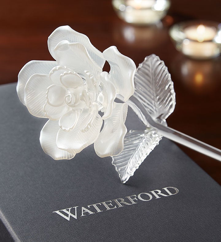 Waterford® White Pearl Rose For Sympathy