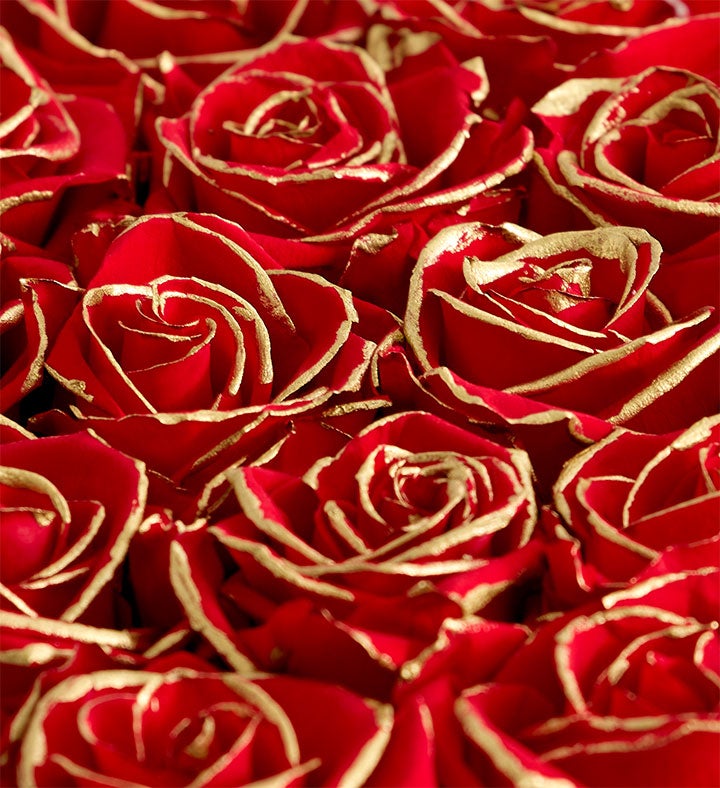 Magnificent Roses® Preserved Gold Kissed Red Heart