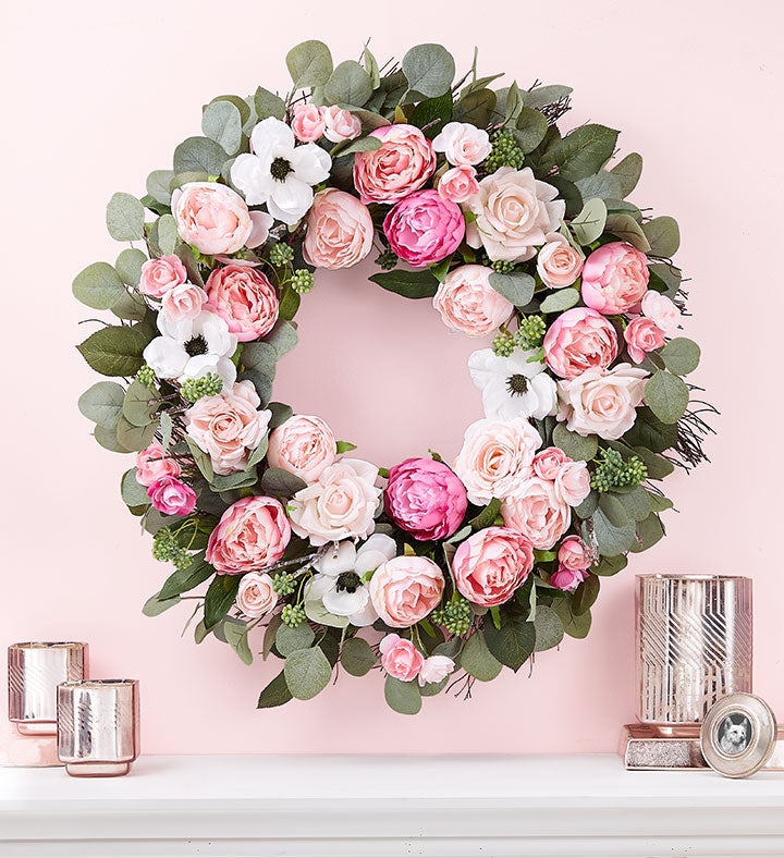 Pink Peony Wreath  28"