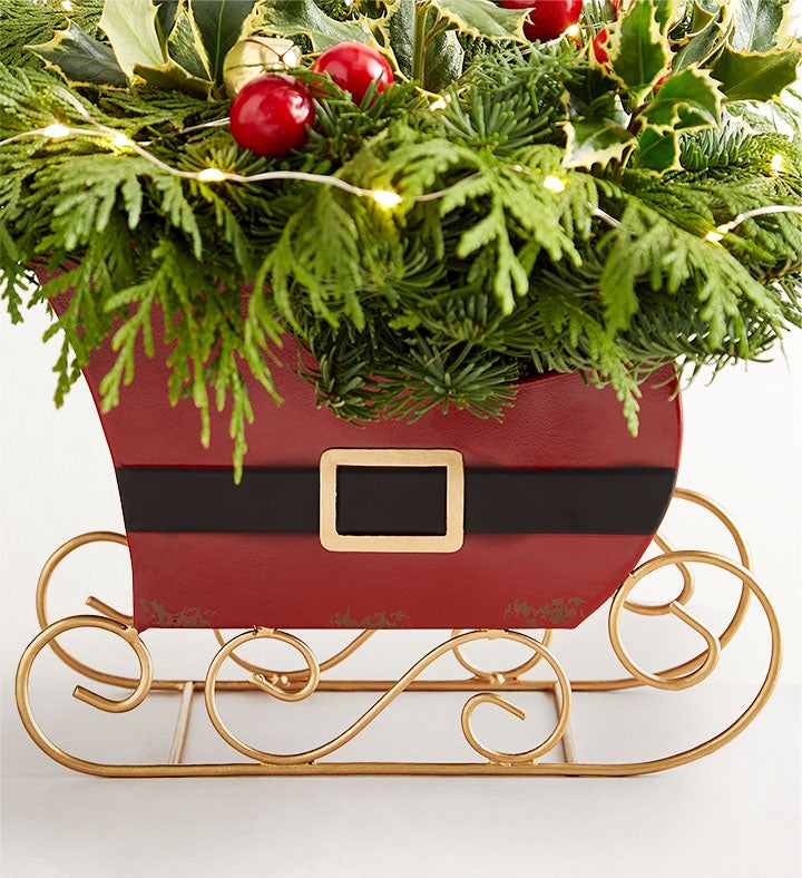 Classic Christmas Evergreens Sleigh