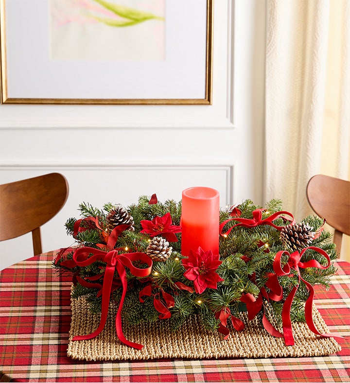 Grand Holiday Fresh Evergreen Centerpiece