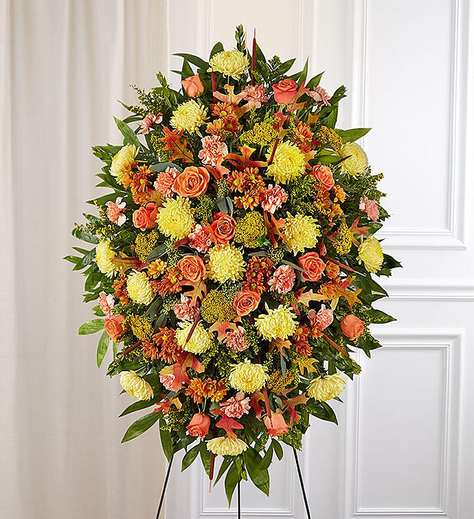 Sympathy Standing Spray in Fall Colors