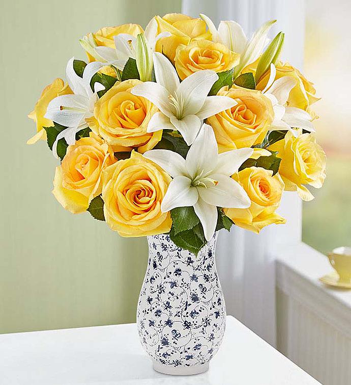 Fair Trade Certified Yellow Rose White Lily 1800flowers