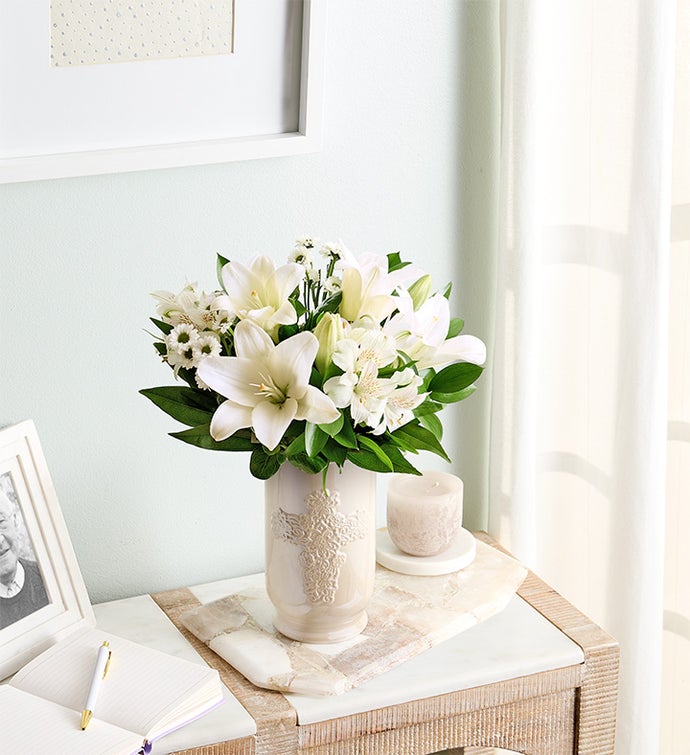 White Lily Bouquet for Sympathy