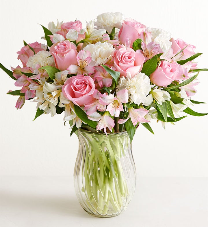 1-800-Flowers Everyday Gift Delivery Heartfelt Condolences Double Bouquet W/ Clear Vase