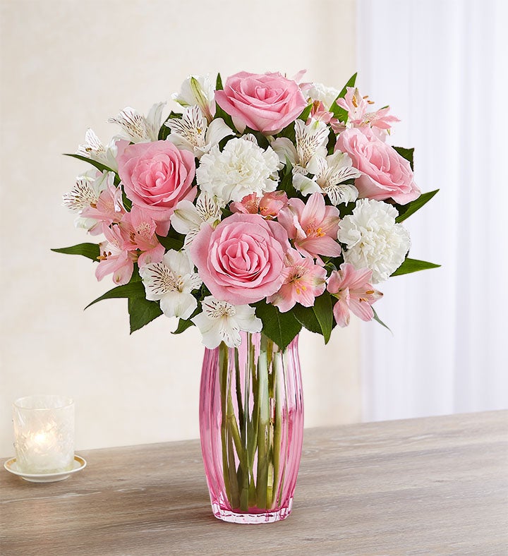 1-800-Flowers Everyday Gift Delivery Heartfelt Condolences W/ Pink Vase