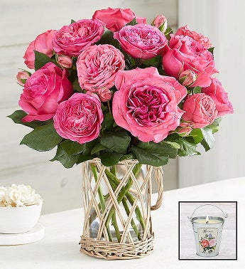 English Garden Rose Bouquet Hot Pink