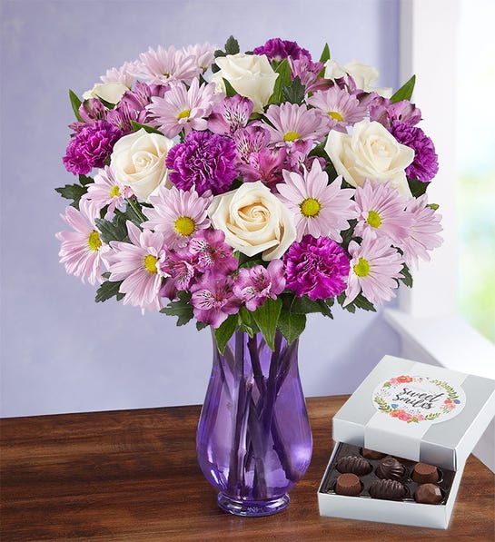 a special fresh farm-fresh bouquet with a mix of blooms in the sweetest shade of lavender is best gift for your stepmom