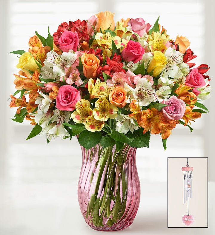 Assorted Roses & Peruvian Lily Bouquet for Mom