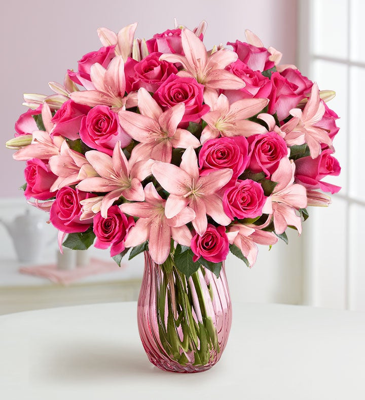 Deluxe Pink Rose & Lily Bouquet