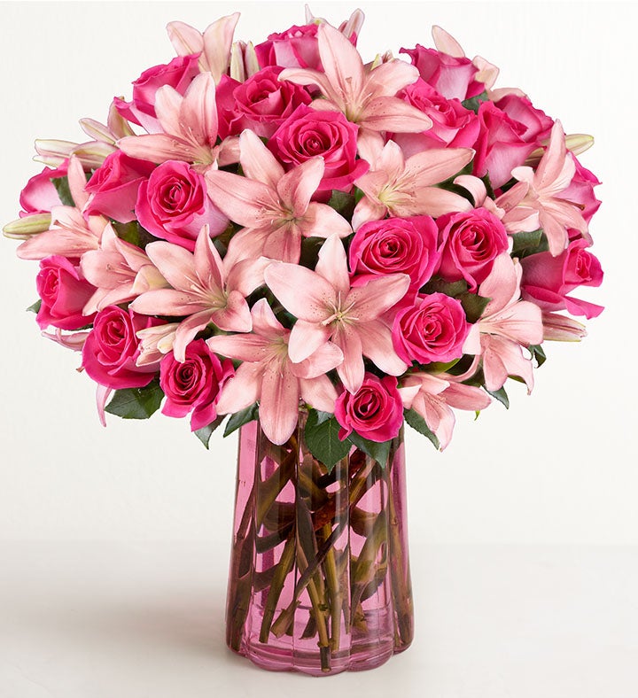 Deluxe Pink Rose & Lily Bouquet