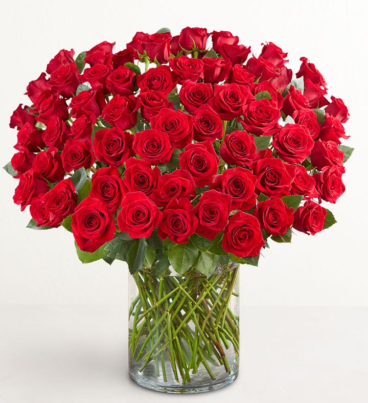 100 Premium Long Stem Red Roses
