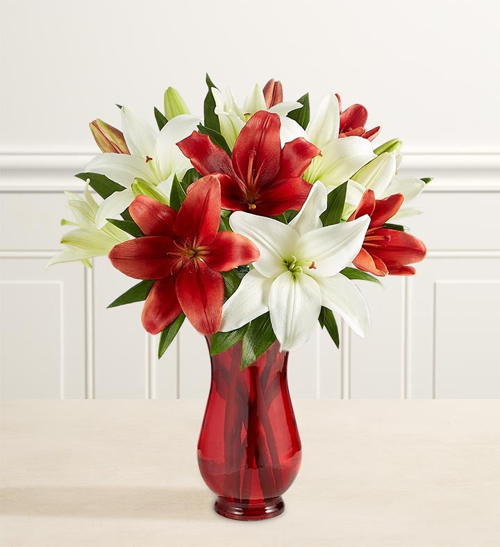 Holiday Lily Bouquet + Free Vase