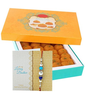One kg Moti Chur Ladoo  Rakhi
