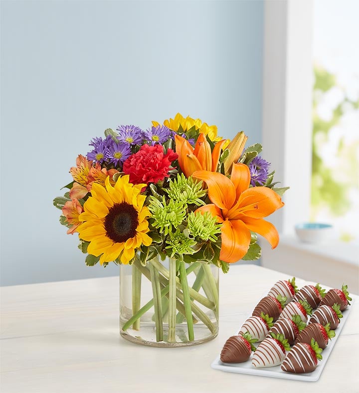 1-800-Flowers Everyday Gift Delivery Floral Embrace W/ Strawberries Small