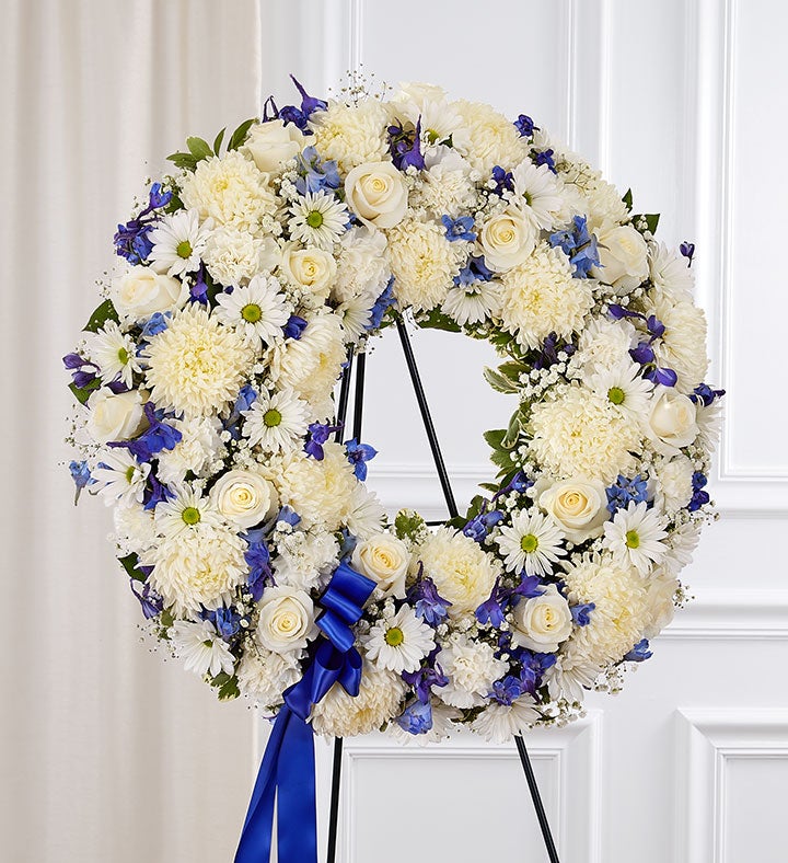 Serene Blessings™ Standing Wreath  Blue and White