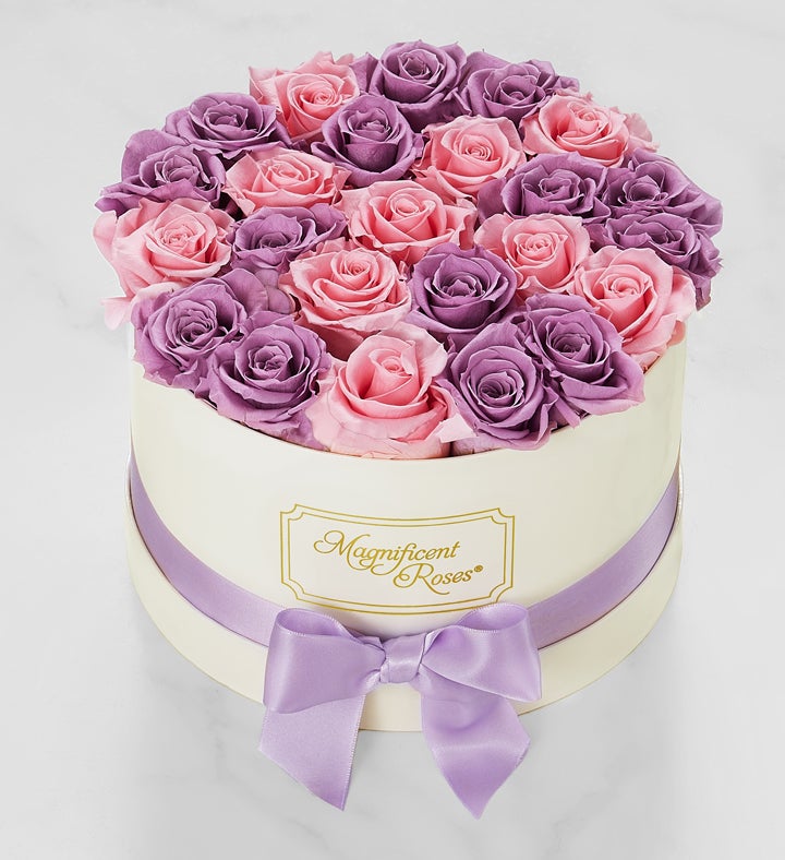 Magnificent Roses® Preserved Lavender and Pink Duo Roses