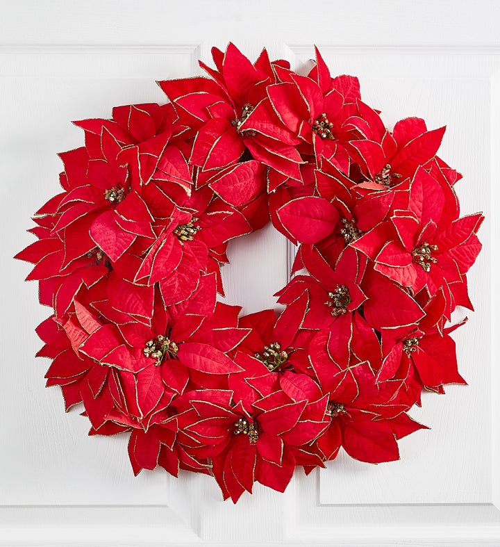 Shimmering Poinsettia Wreath "