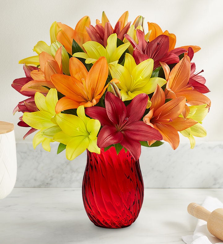 Autumn Lily Bouquet + Free Vase