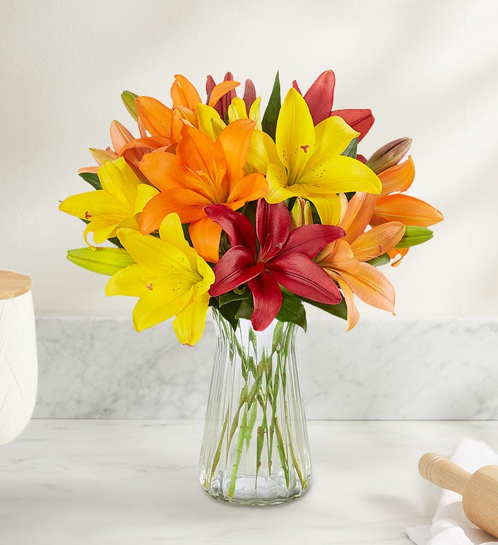 Autumn Lily Bouquet + Free Vase