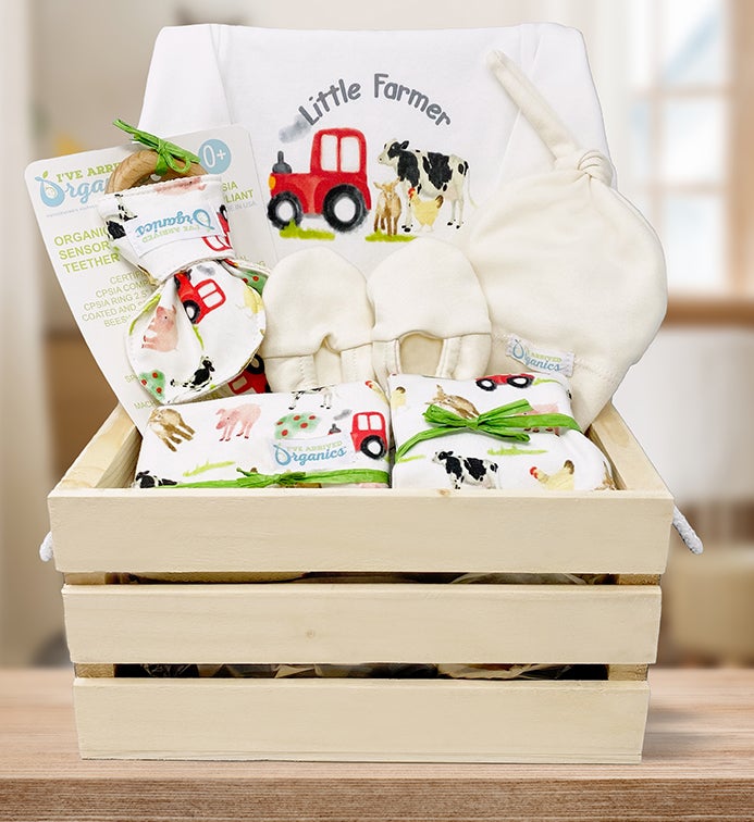 Personalized I've Arrived Organics Baby Gift Crate