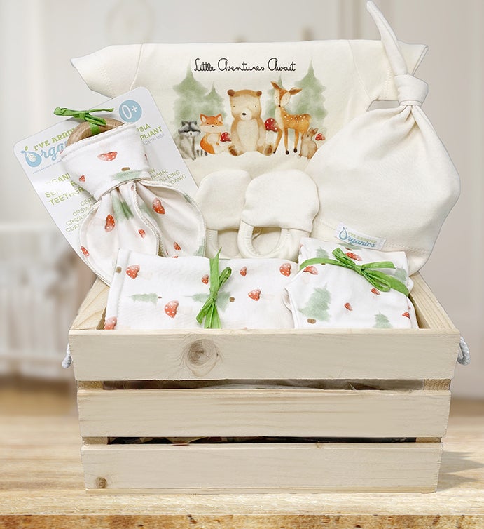Personalized I've Arrived Organics Baby Gift Crate