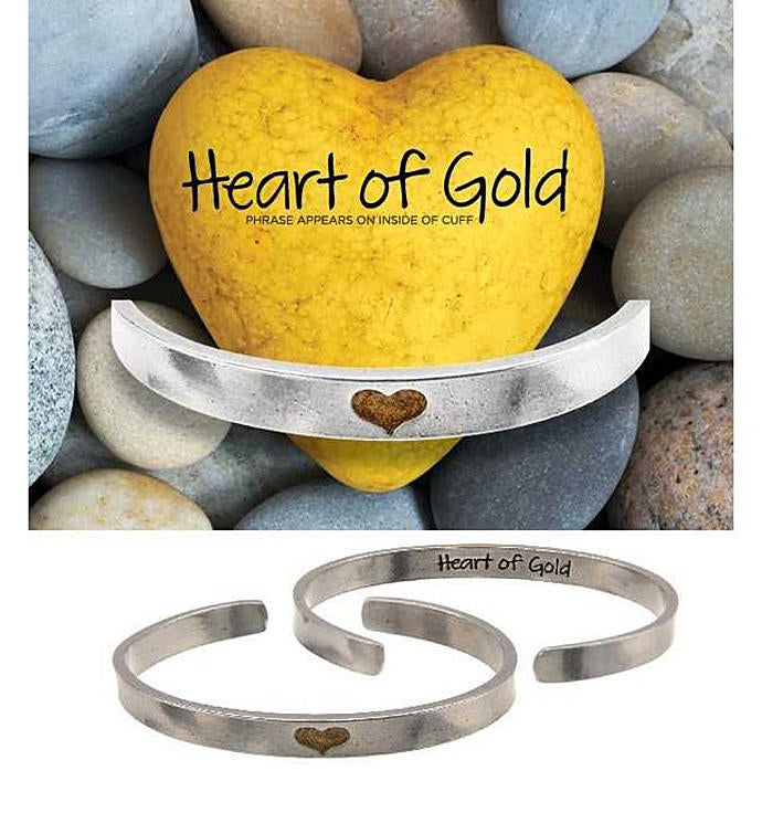 Heart of Gold Narrow Cuff Bracelet