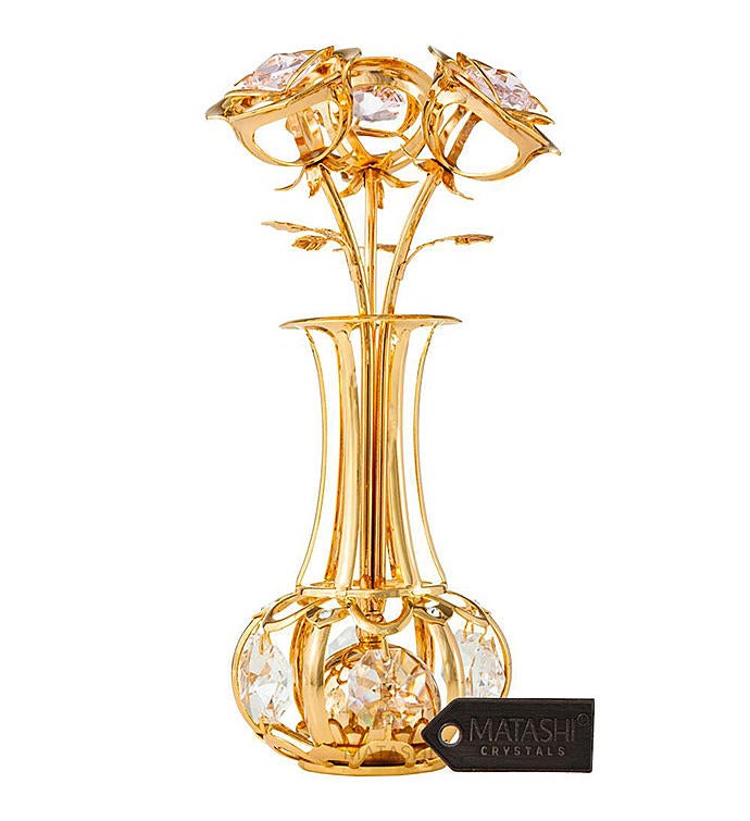 Gold Plated Flowers Bouquet and Vase