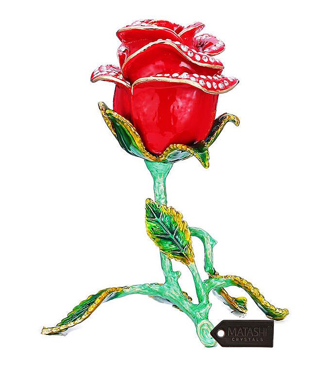 Trinket Box  Hand Painted Rose Flower